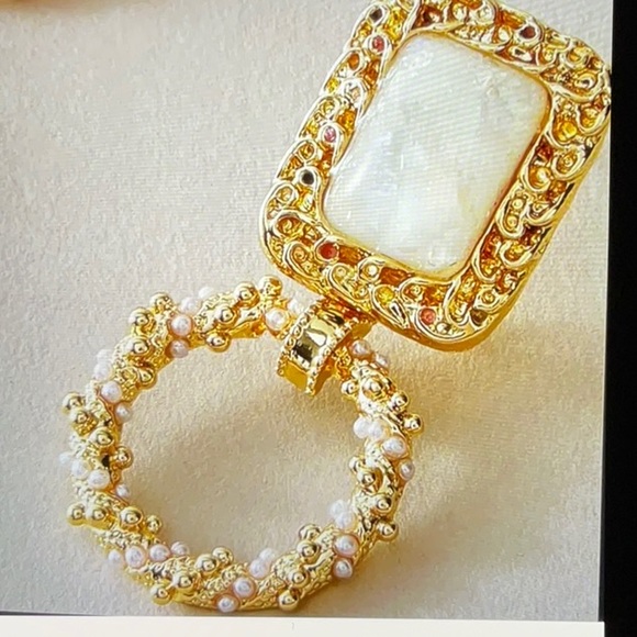 NWOT textured square faux opal drop earrings - Picture 3 of 5